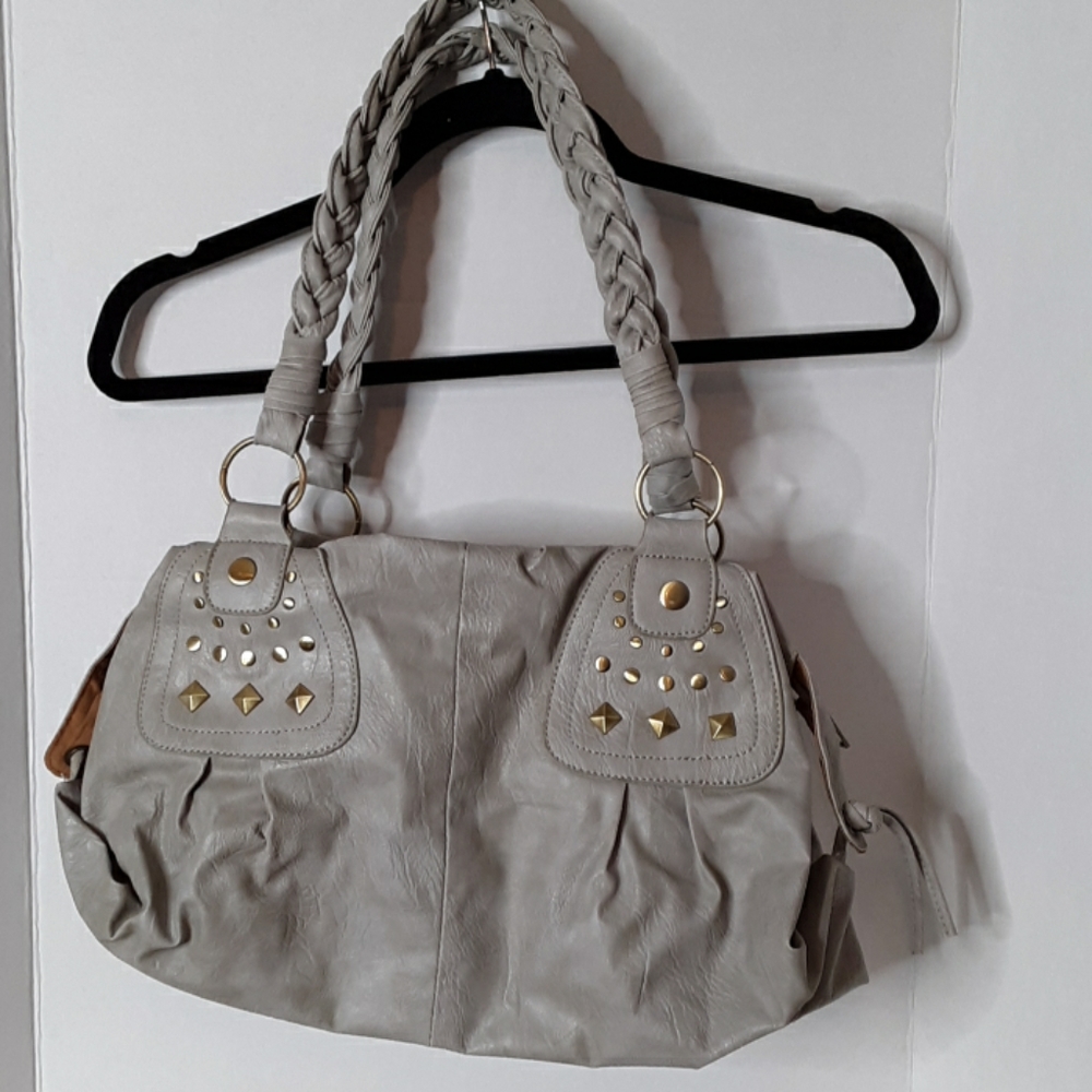 New w/o tags gray w/gold accents fashion bag